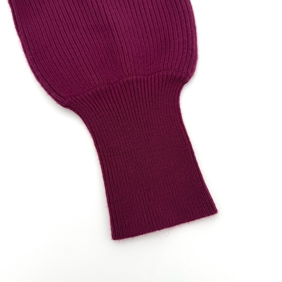 LOFT Womens Ribbed Puff Sleeve Sweater Size XS Shirt Plum Knit Top Cute - Picture 5 of 6